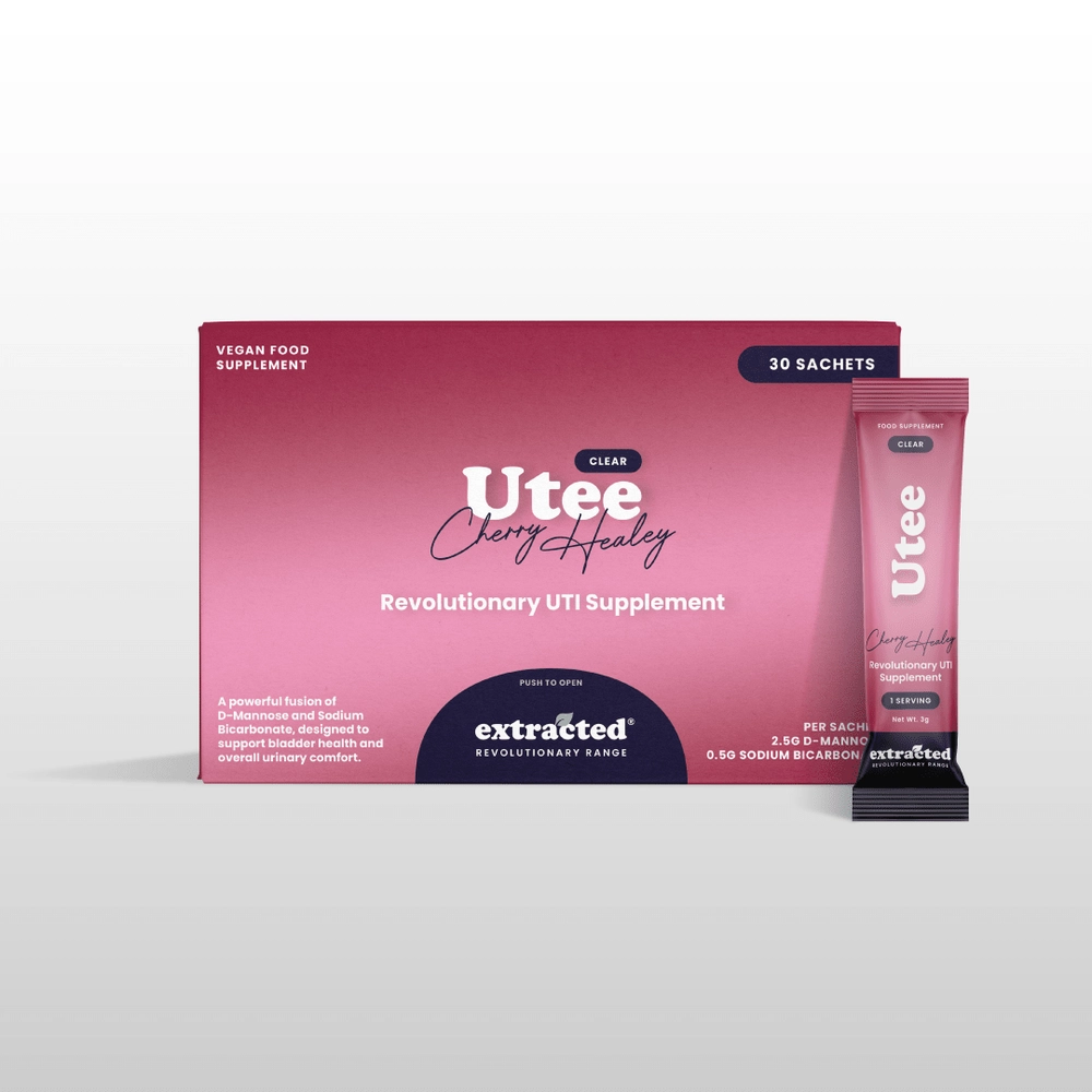 A Utee box with a pouch and sachet